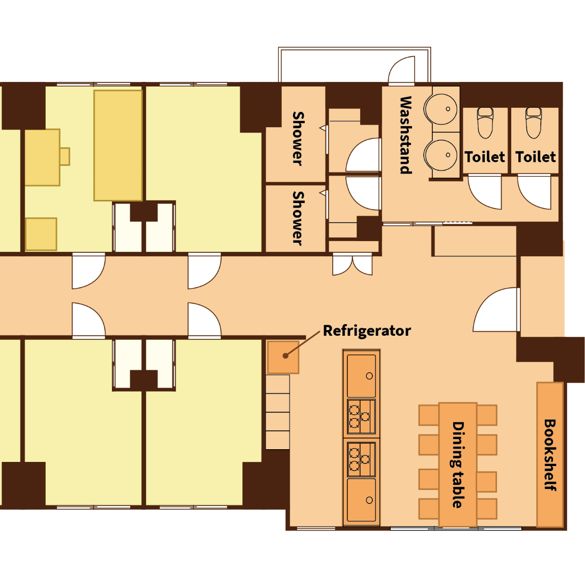 Zoomed floor plan of the share unit type